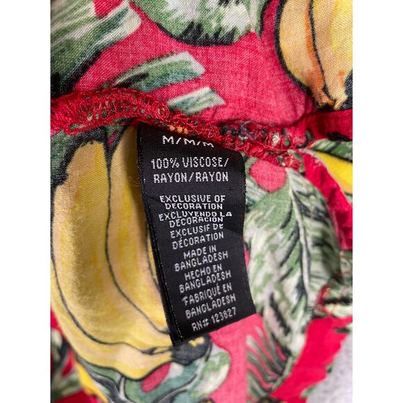 Good Vibes Banana Hawaiian Shirt Men’s M Red Tropical Fruit Button Up Aloha - Picture 8 of 10